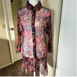 Floral Italian Sheer Button-Up Dress